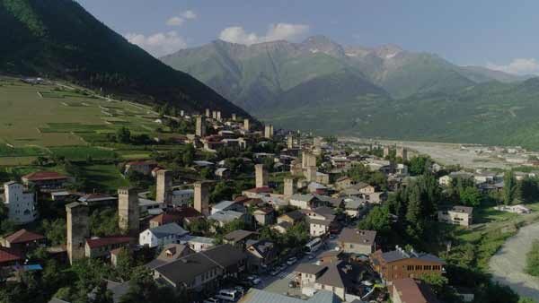 სვანეთი, მესტია. ხედი დრონიდან