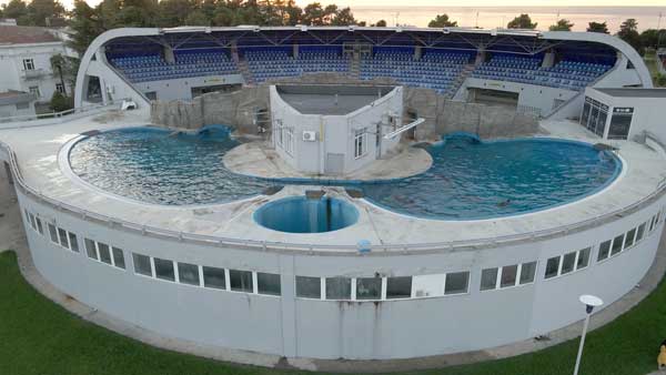 ბათუმის დელფინარიუმი, საღამო, ხედი დრონიდან