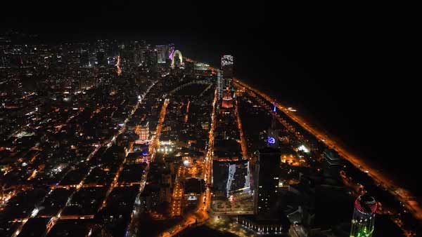 ღამის ბათუმი, ხედი დრონიდან