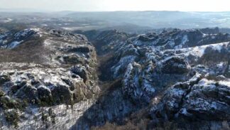 ხედი დრონიდან, ბირთვისი, ტყე, თოვლი